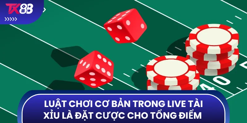 Luật chơi cơ bản trong live tài xỉu là đặt cược cho tổng điểm